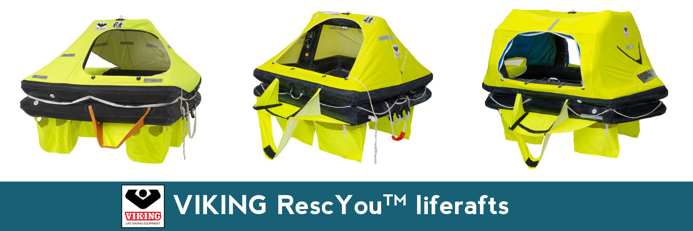 Viking RescYou Liferafts in row